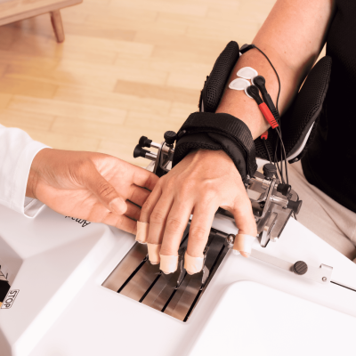 Patients Hand with Amadeo EMG