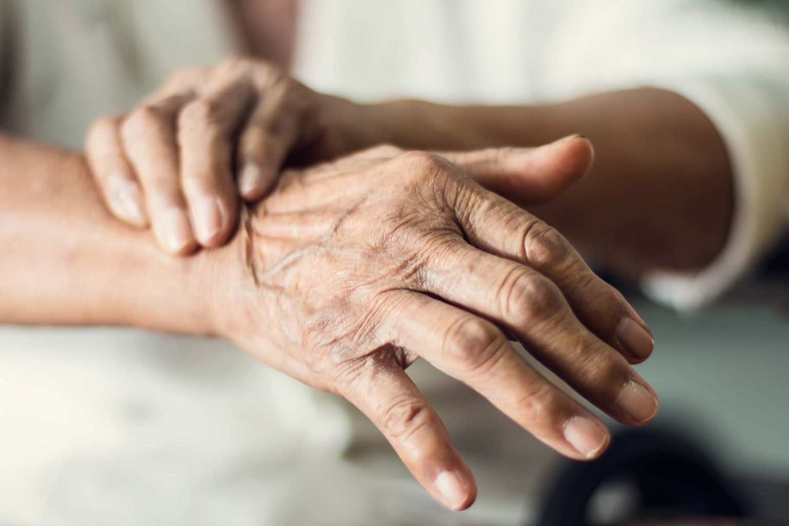 Picture of a hand grasping the other hand