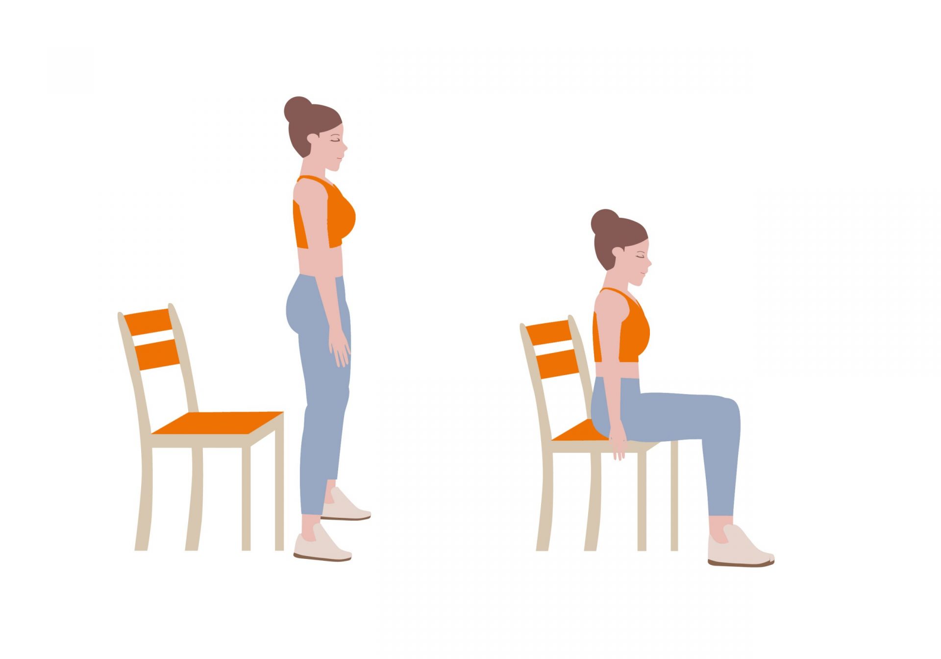 Woman gets up from chair- Patient sits down on chair